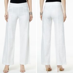 Linen Blend High Rise Wide Leg Casual Pants